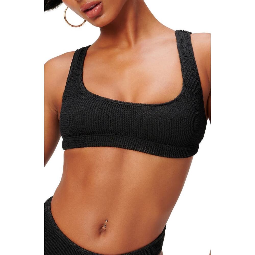 Good American Always Fits Scoop Neck Bikini Top, Size 0